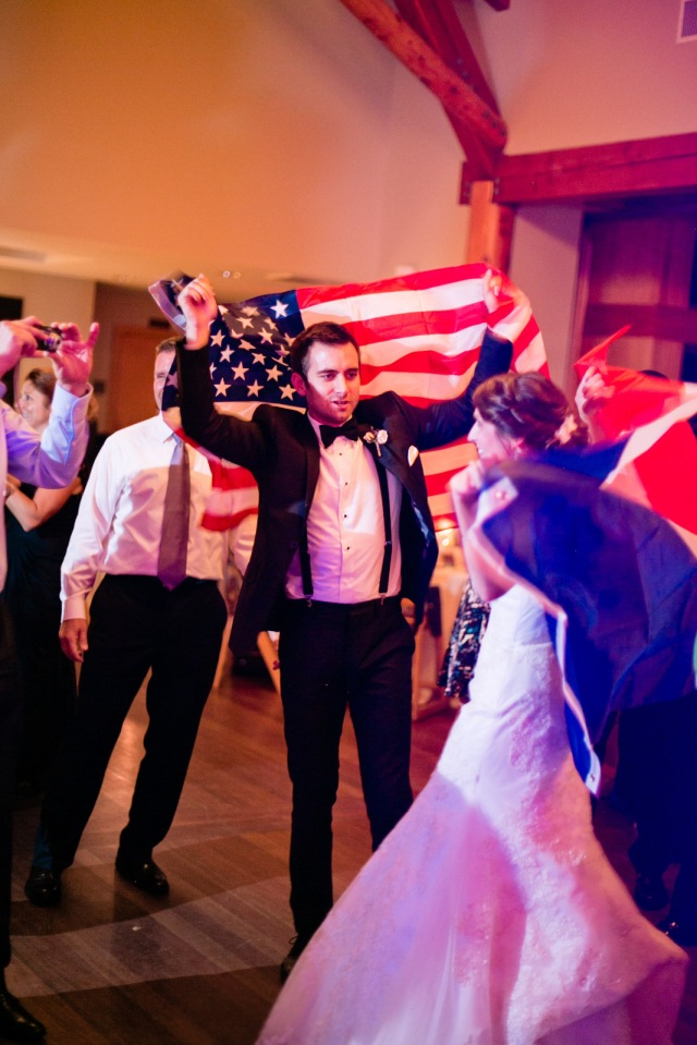flag dance, wedding traditions, wedding tradition ideas, American flag, French flag